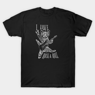 I love rock and roll and cats playing guitars you rock ASL T-Shirt